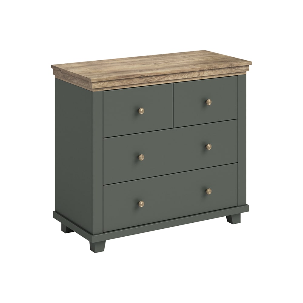 Commode 4 tiroirs stratifiés naturel vert