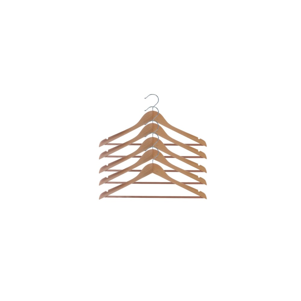 Lot de 5 cintres en bois naturel 44,5 x 23 x 12 cm