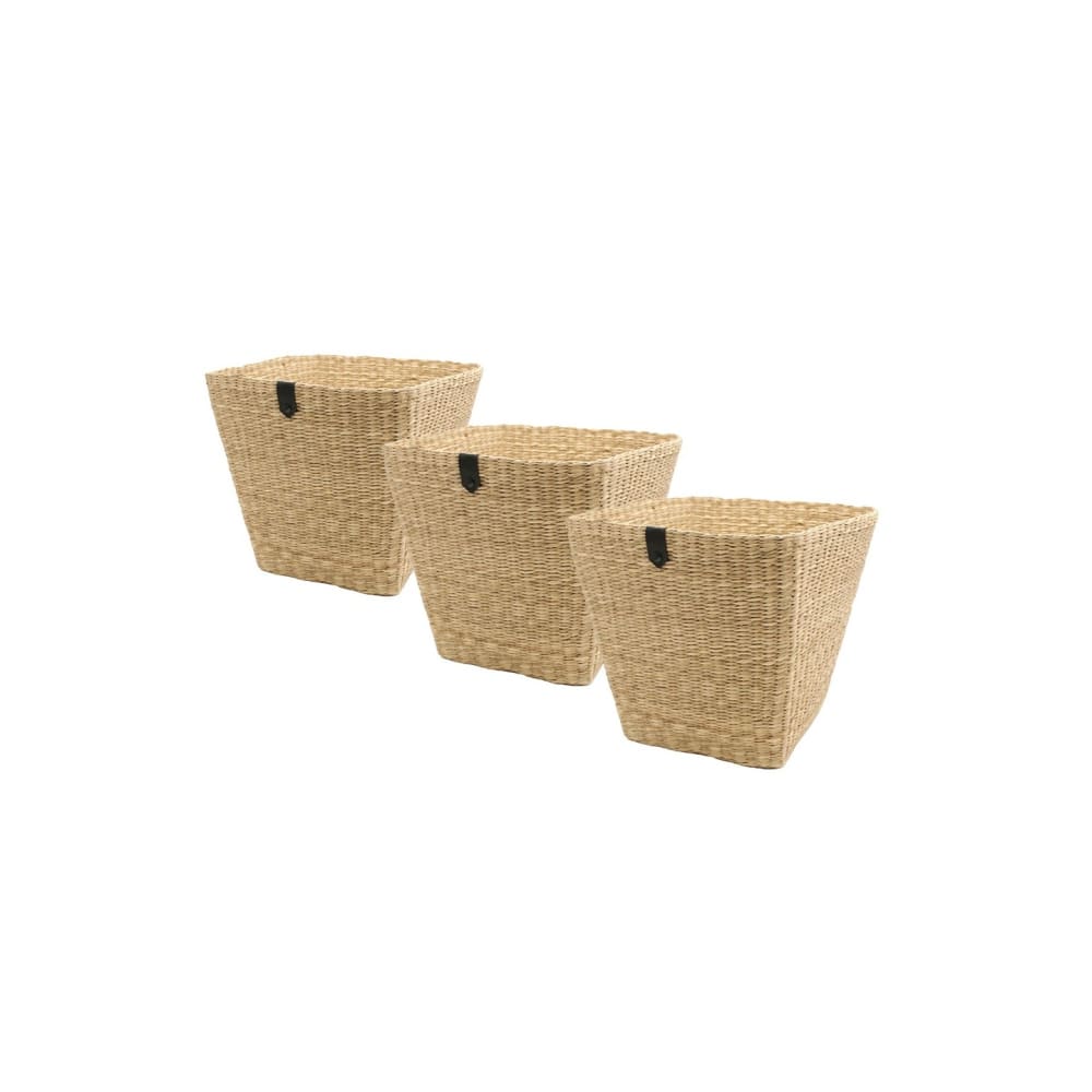 Lot de 3 paniers de rangement en jonc de mer naturel 31 x 31 x 31 cm Lot de 3 paniers de rangement en jonc de mer naturel 31 x 31 x 31 cm
