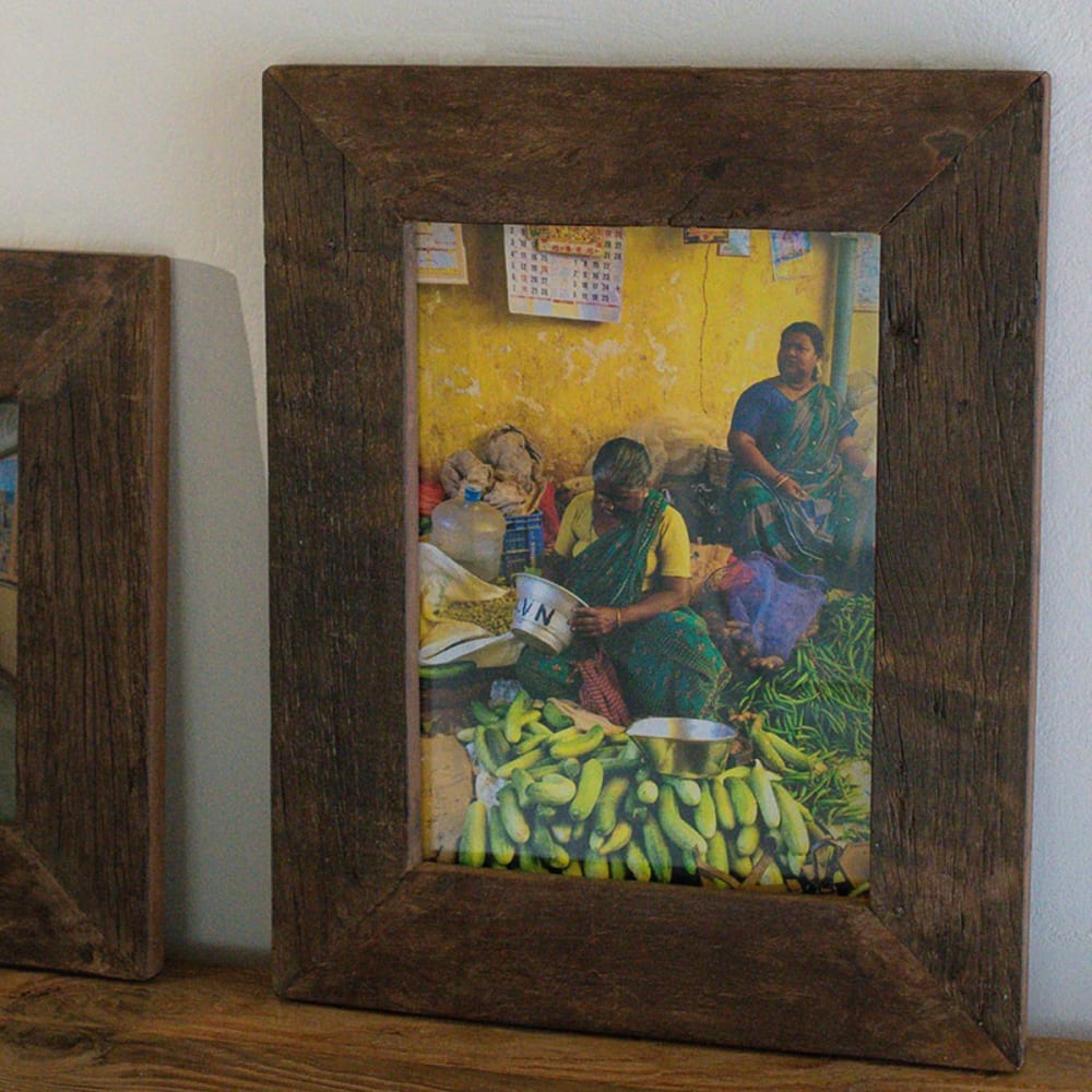 Cadre photo en bois recyclé naturel — vue 3