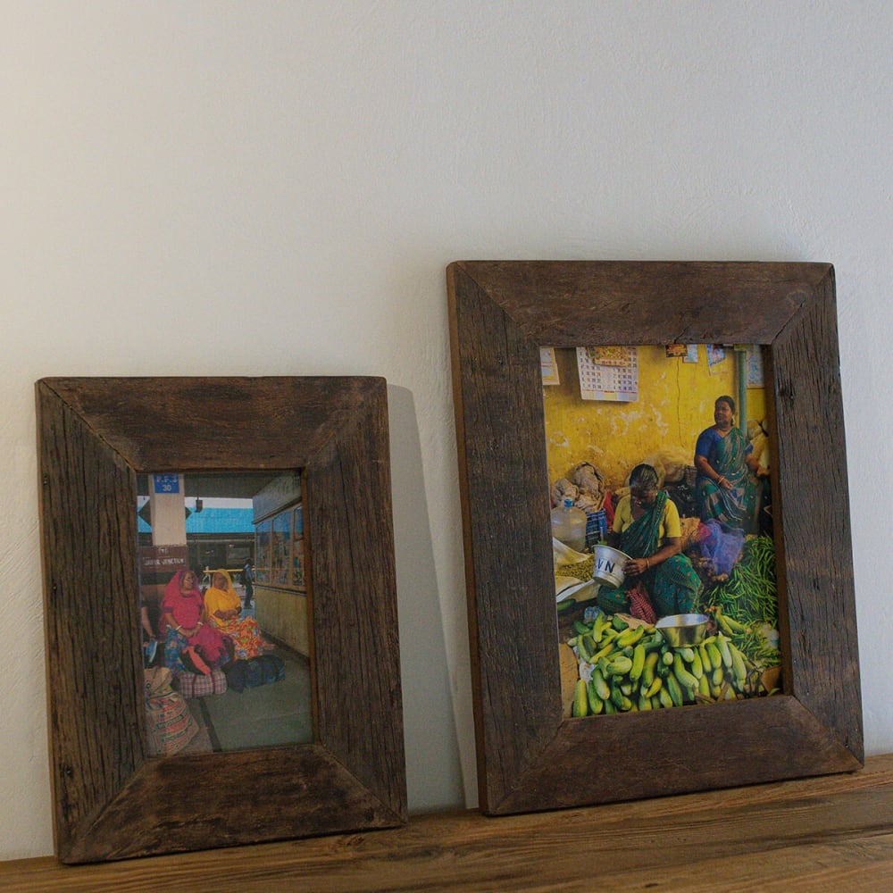 Cadre photo en bois recyclé naturel — vue 4