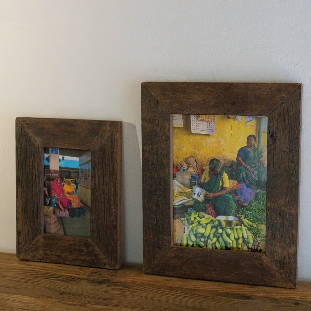 Cadre photo en bois recyclé naturel — vue 4