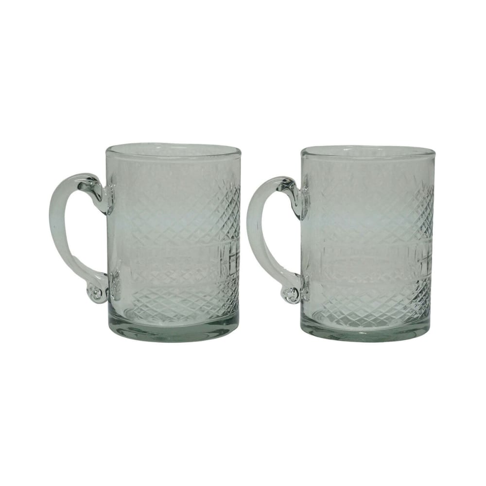 Set de 2 mugs en verre gravé transparent