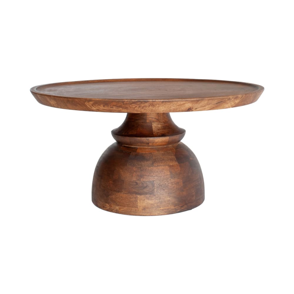 Table basse ronde en bois massif marron