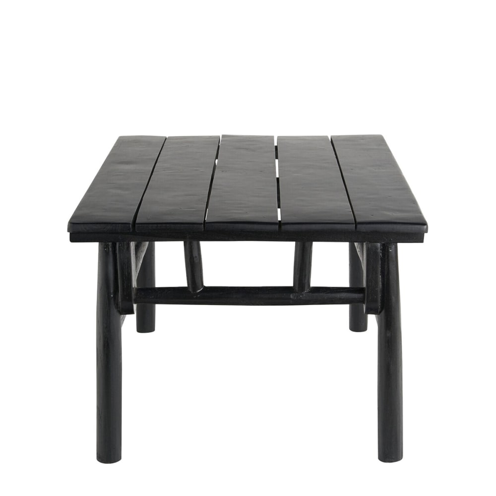 Table basse rectangulaire en teck teinté noir mat