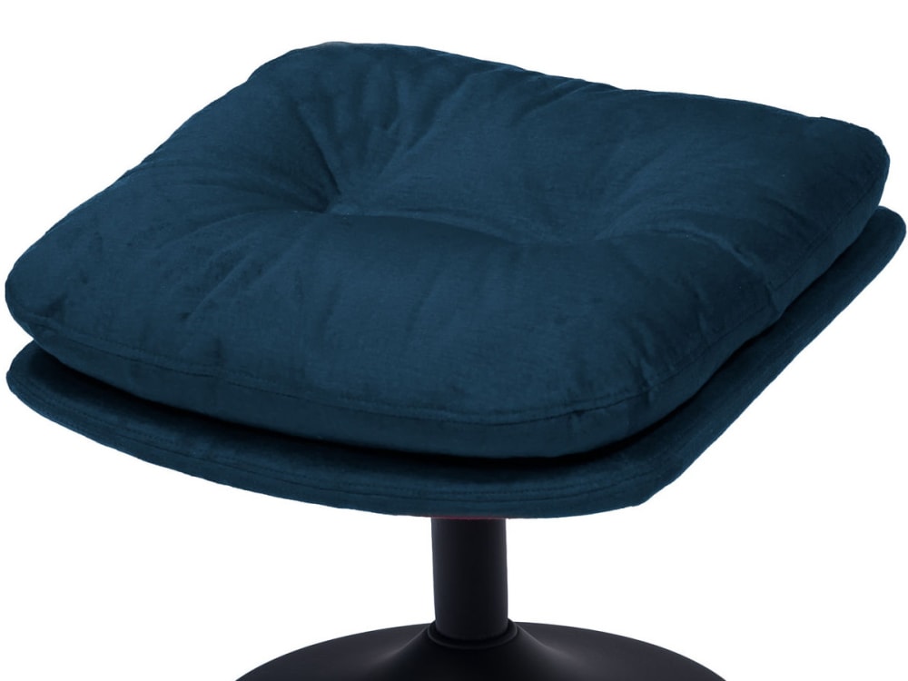Repose-pied  bleuconfortable en tissu avec pied en acier noir