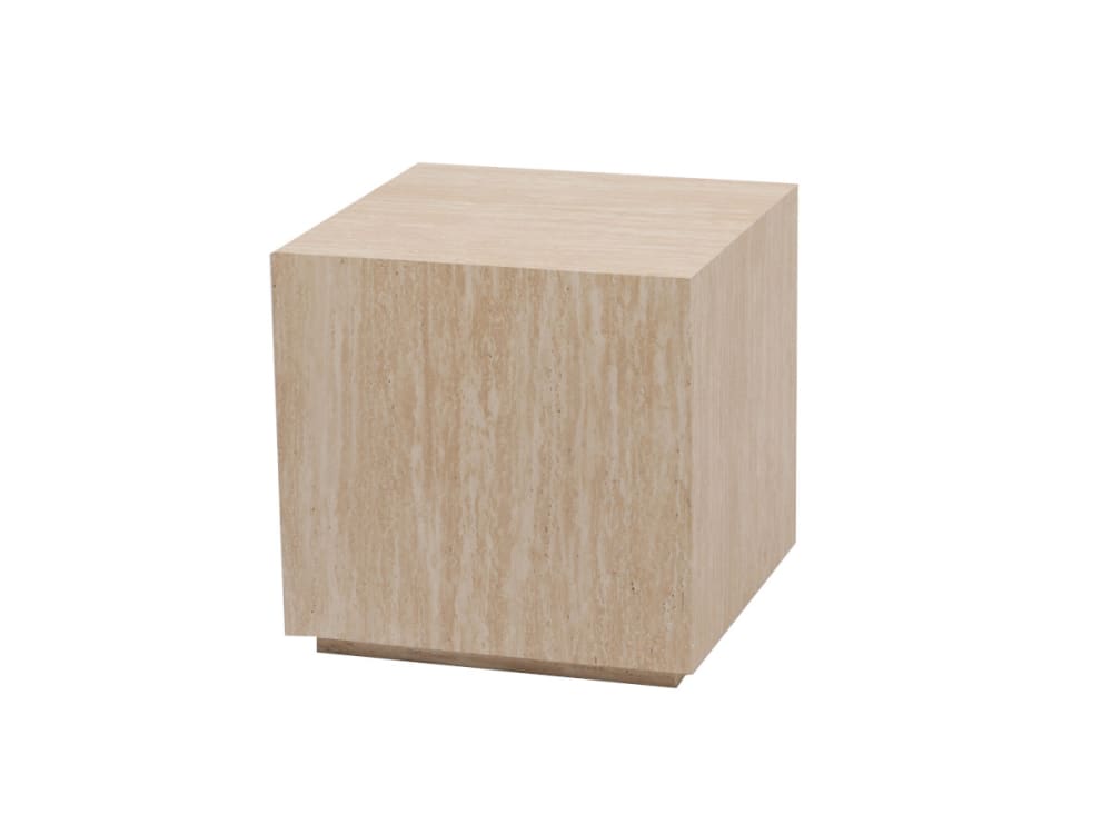 Bout de canapé beige style travertin en mdf