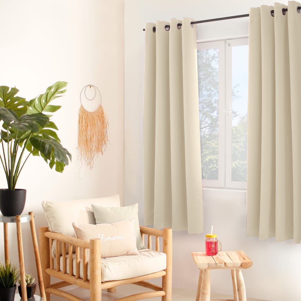 Rideau thermique en microfibre doublée polyester ecru 135x180 cm