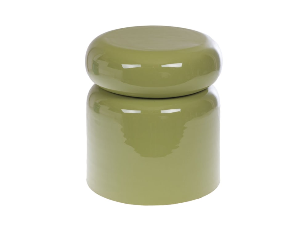 ?Bout de canapé design arrondi finition vernis, kaki