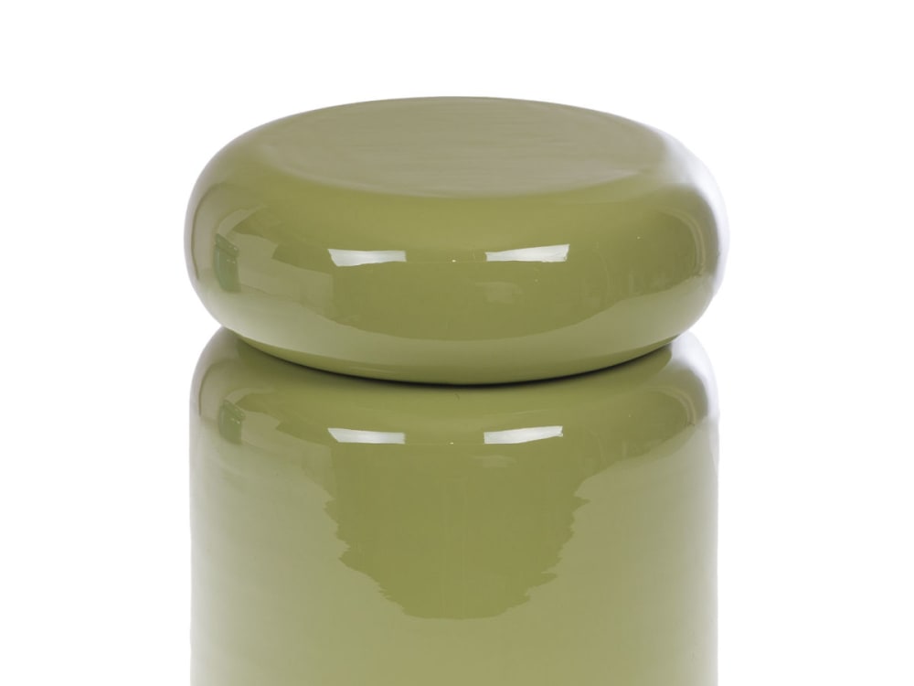 ?Bout de canapé design arrondi finition vernis, kaki