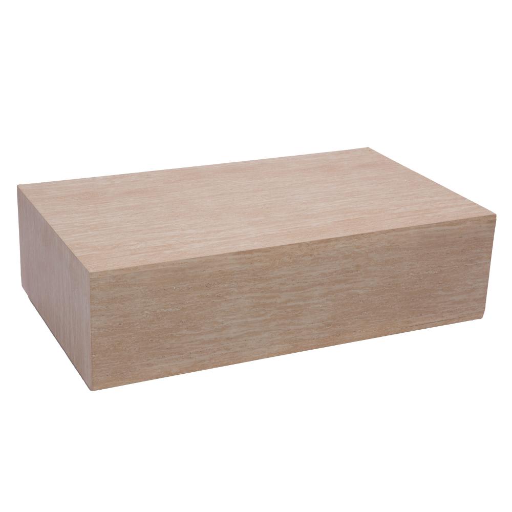 Table basse kub travertin crème / ivoire en bois