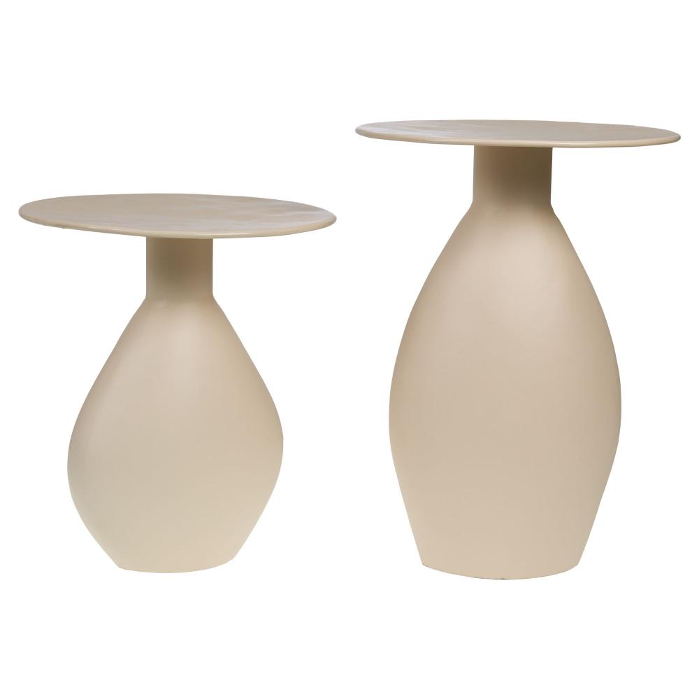 Set de 2 bouts de canape blanc crème / ivoire en métal