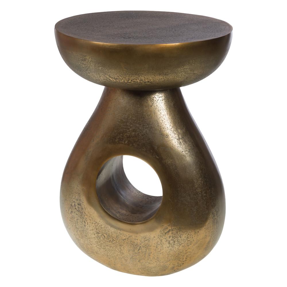 Bout de canape totem   jaune en aluminium