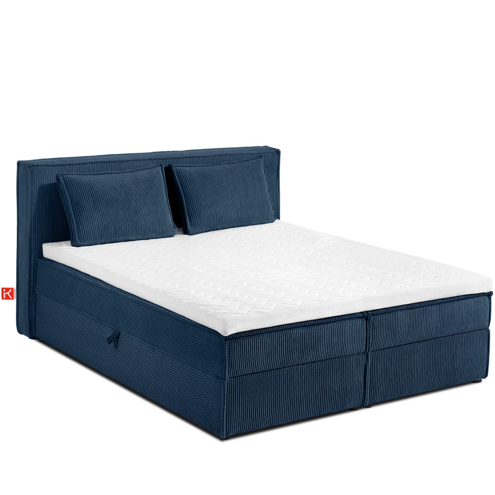 KONSIMO Boxspringbett ROTI mit Stauraum style modern Blau Holz