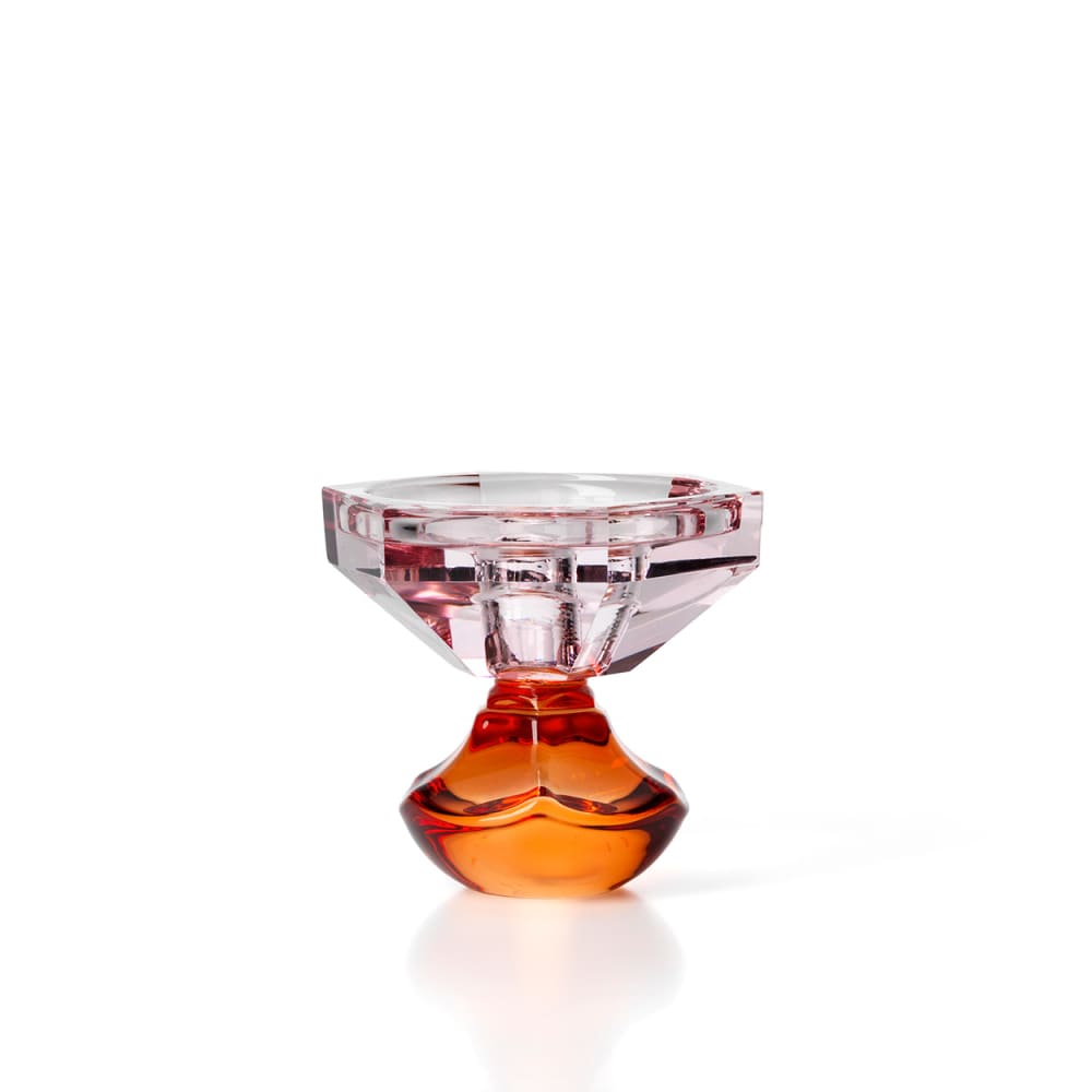 Bougeoir verre recyclé orange et rose 10,3x10,3x9,2cm Bougeoir verre recyclé orange et rose 10,3x10,3x9,2cm