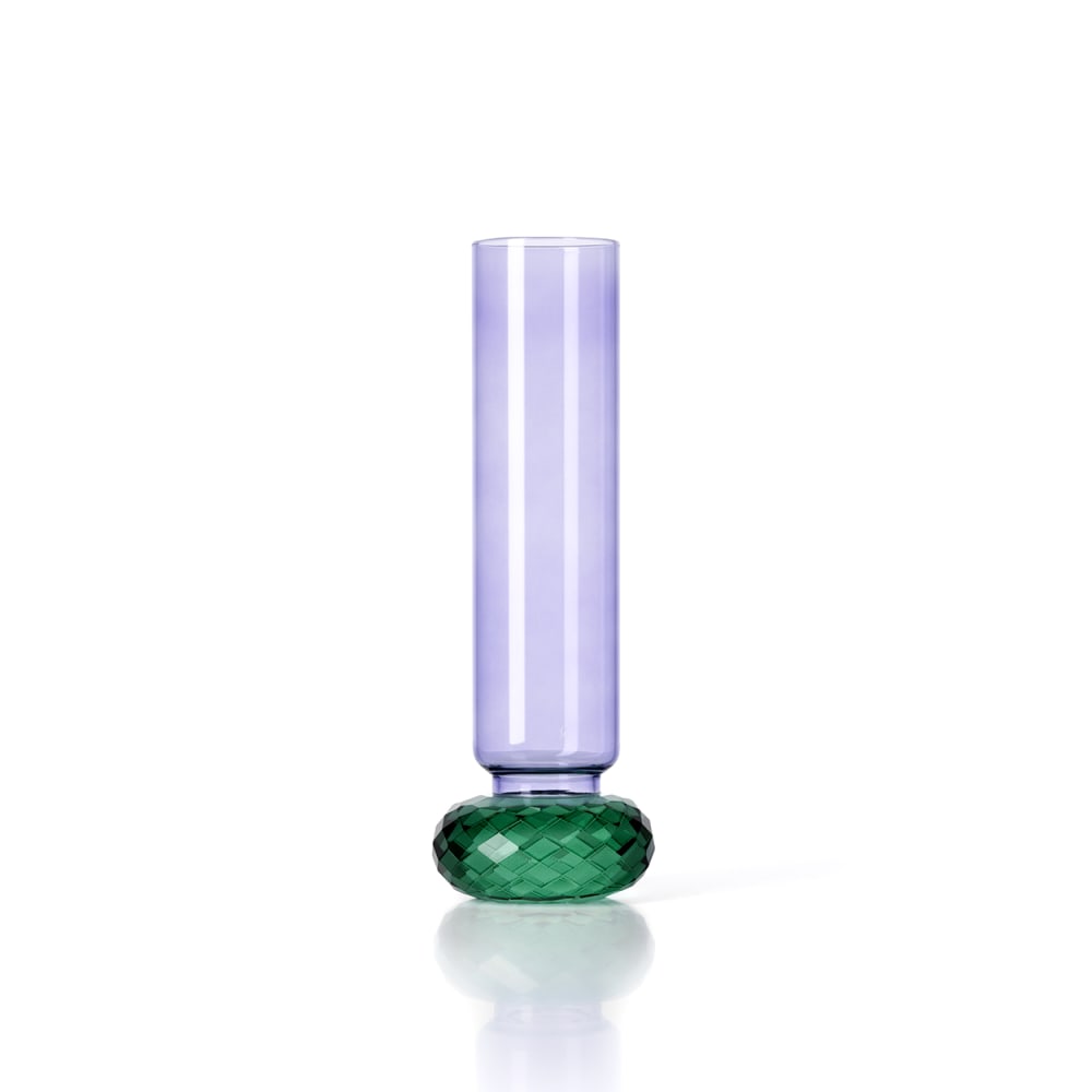 Vase verre recyclé vert et violet 9,8x9,8x19,2cm