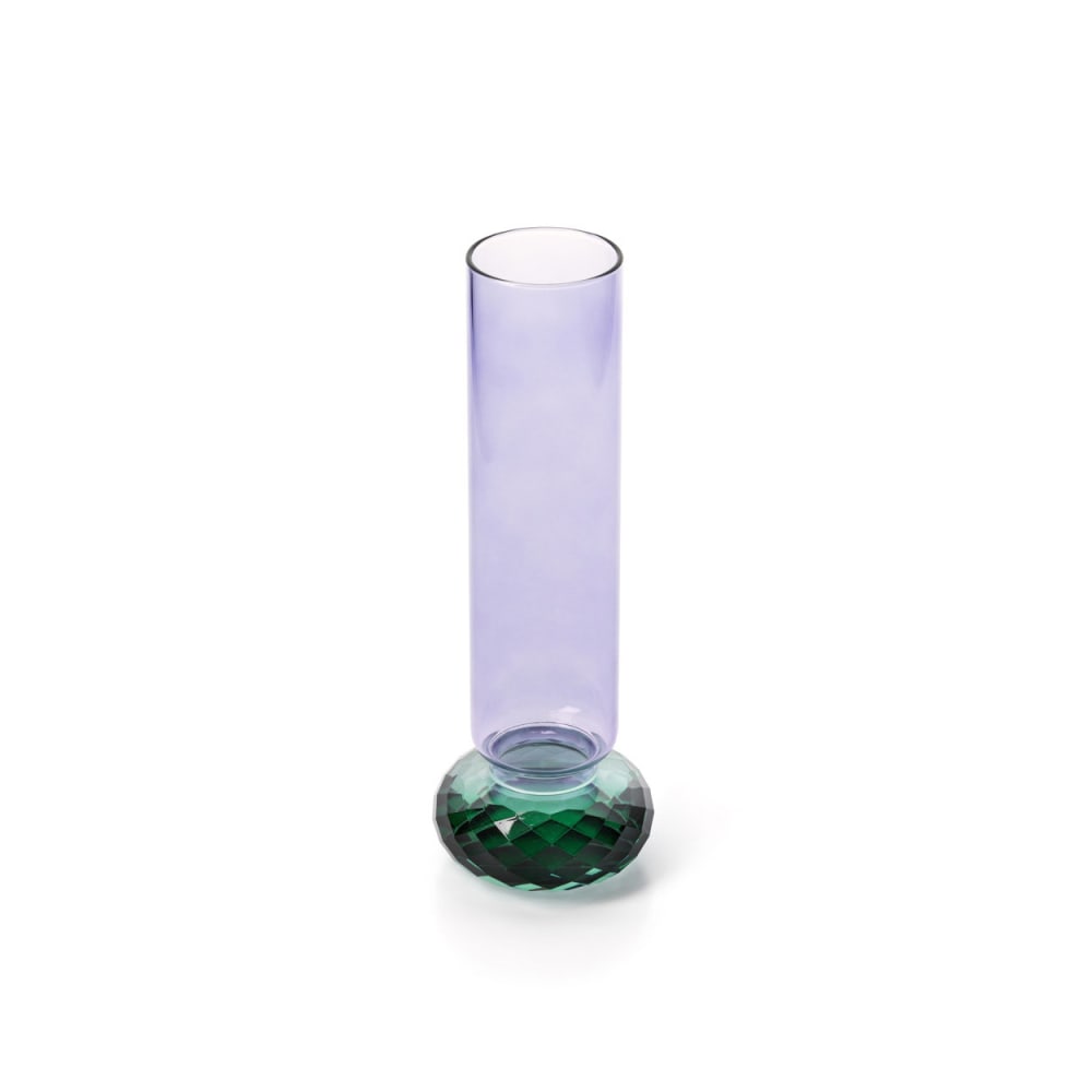 Vase verre recyclé vert et violet 9,8x9,8x19,2cm — vue 3