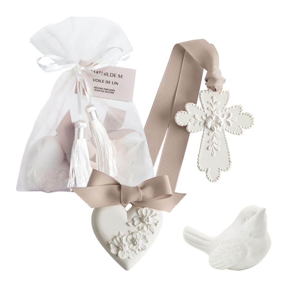 Pochon de 3 décors parfumés - voile de lin