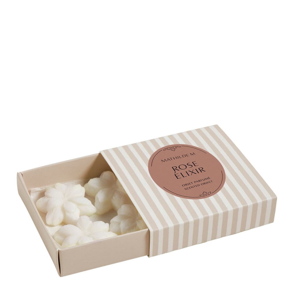 Coffret de 4 décors fondants en cire parfumée - rose élixir Coffret de 4 décors fondants en cire parfumée - rose élixir