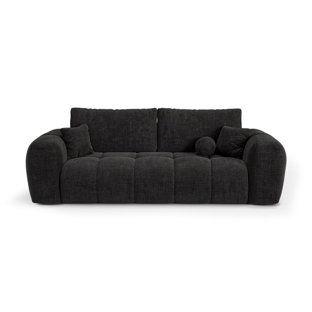Canapé convertible coffre 4 places en tissu tramé anthracite foncé