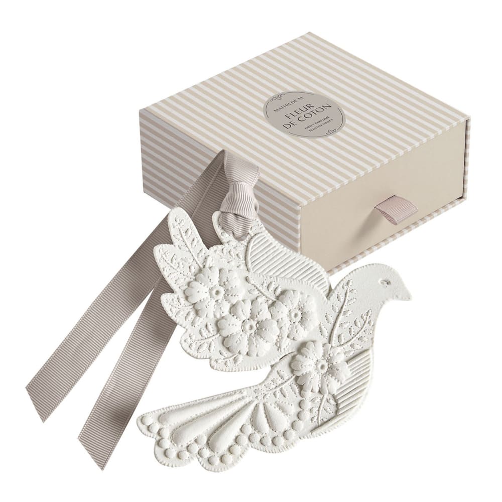 Décor parfumé colombe en fleurs - fleur de coton