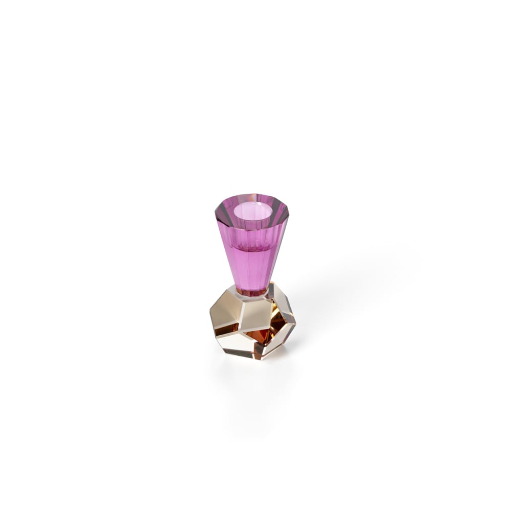 Kerzenhalter aus altglas, bernsteinfarben und violett, 6x6x10,5cm