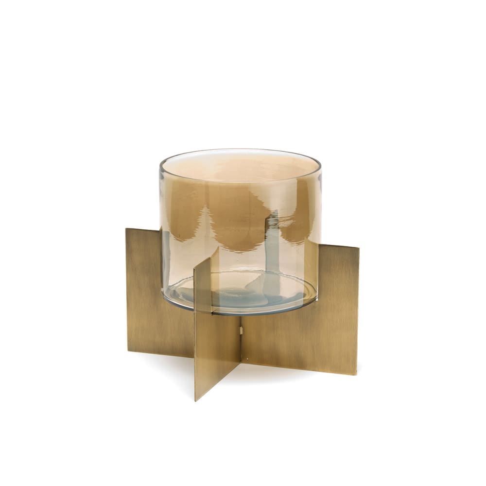 Bazar Bizar Kerzenhalter messing und glas gold, 26x26x22,5cm - Metall
