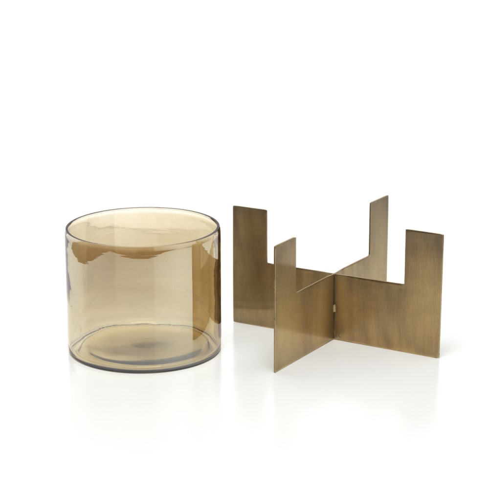 Kerzenhalter messing und glas gold, 26x26x22,5cm - Maisons Du