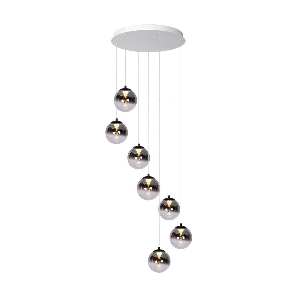 Suspension Monza 7 ronde en verre fumé avec LED 2700K dimmable