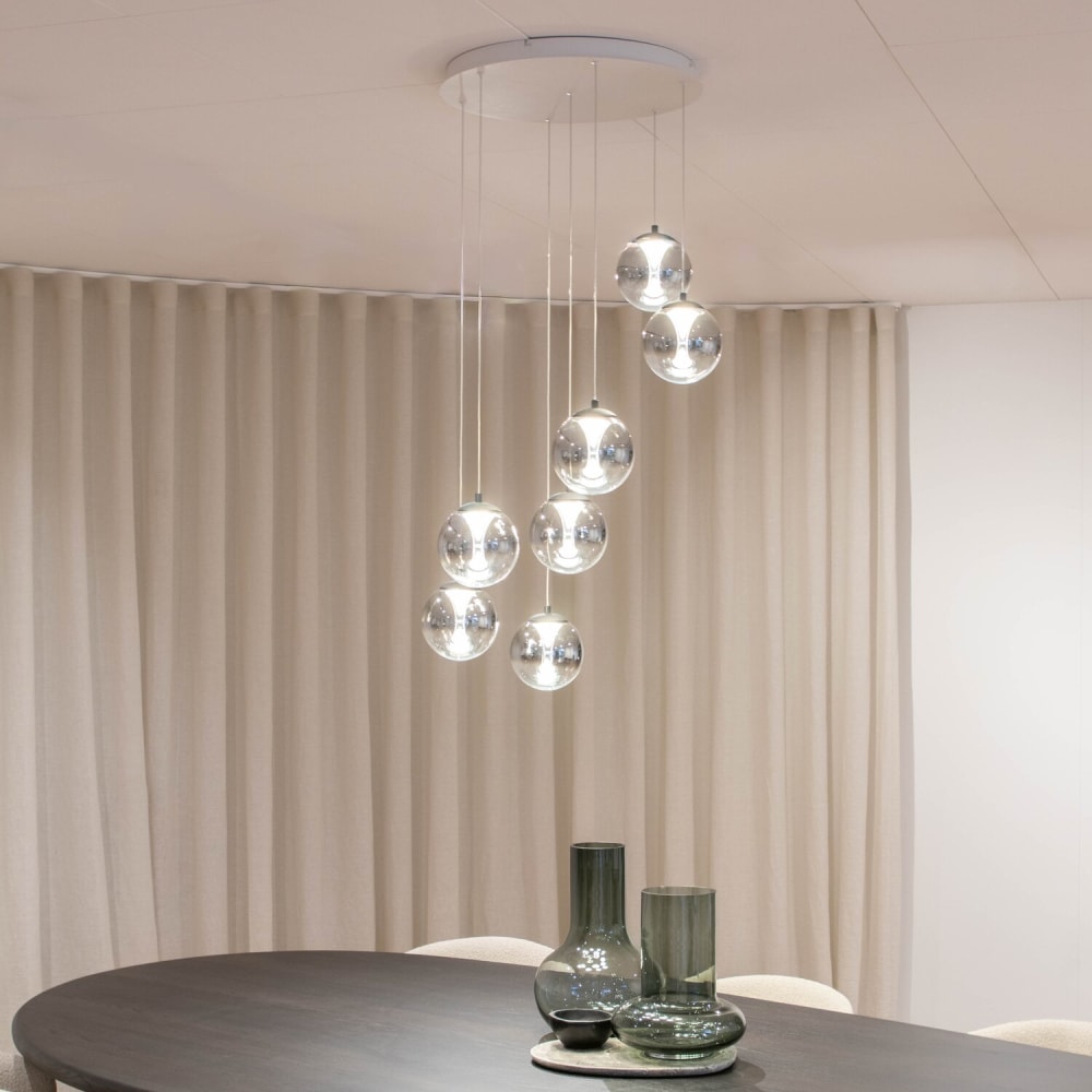 Suspension monza 7 ronde en verre fumé avec led 2700k dimmable — vue 3