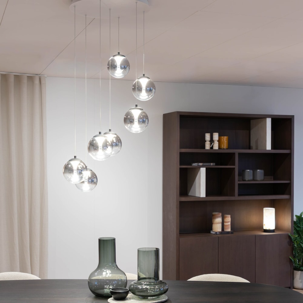Suspension monza 7 ronde en verre fumé avec led 2700k dimmable — vue 4