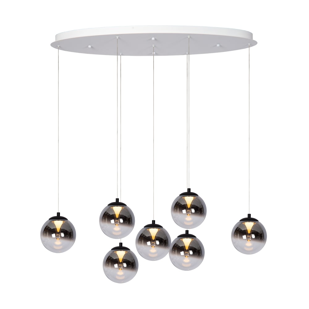 Suspension Monza 7 ovale en verre fumé avec LED 2700K dimmable
