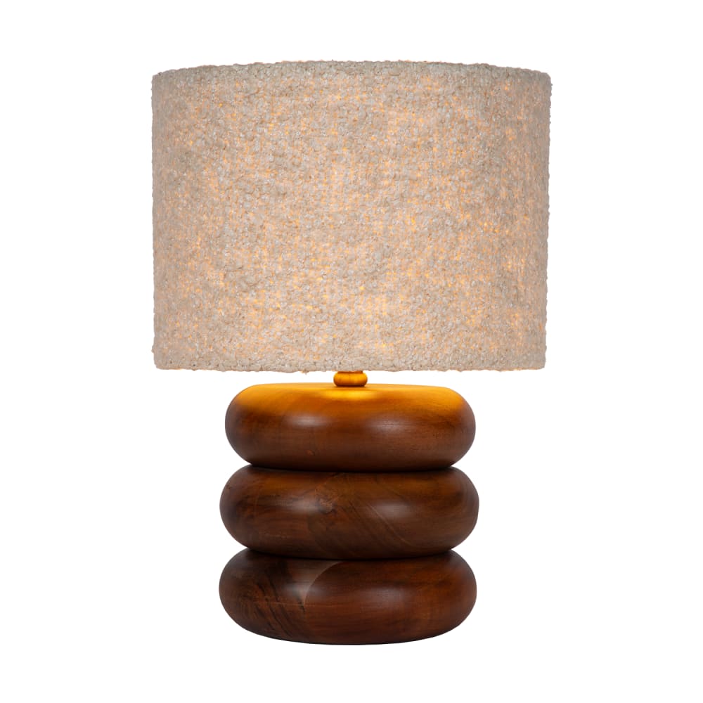 Lampe de table en bois d acacia avec abat jour bouclé, hauteur 40 cm