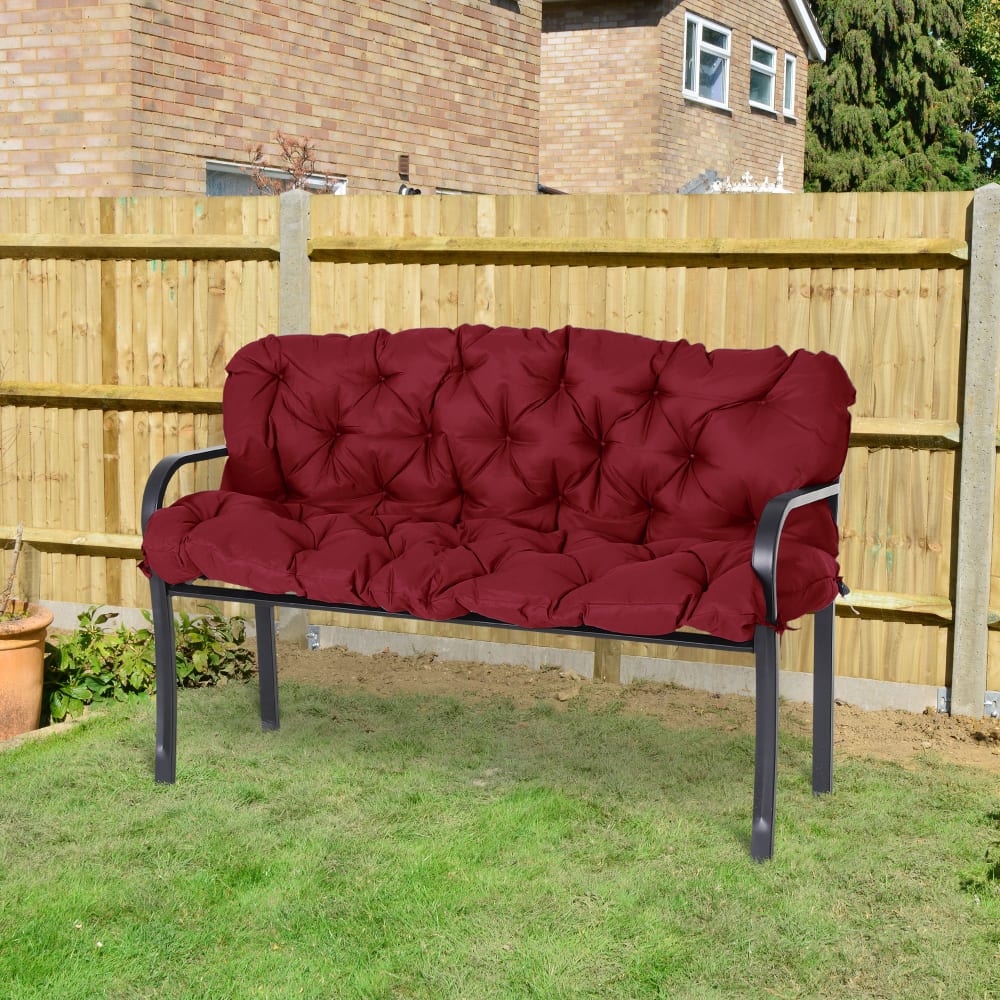 Galettes de chaise d'extérieur en polyester et mousse rouge 150x98x8cm — vue 3