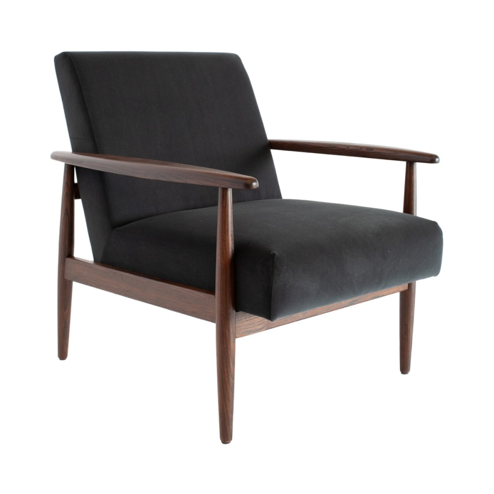 Fauteuil en frêne et velours gris — Beyit