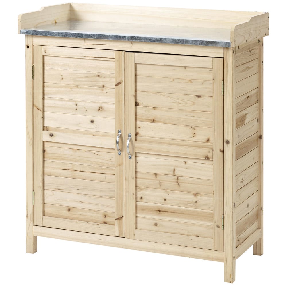 Armoire effet bois sapin 2 compartiments beige 83x40x92cm