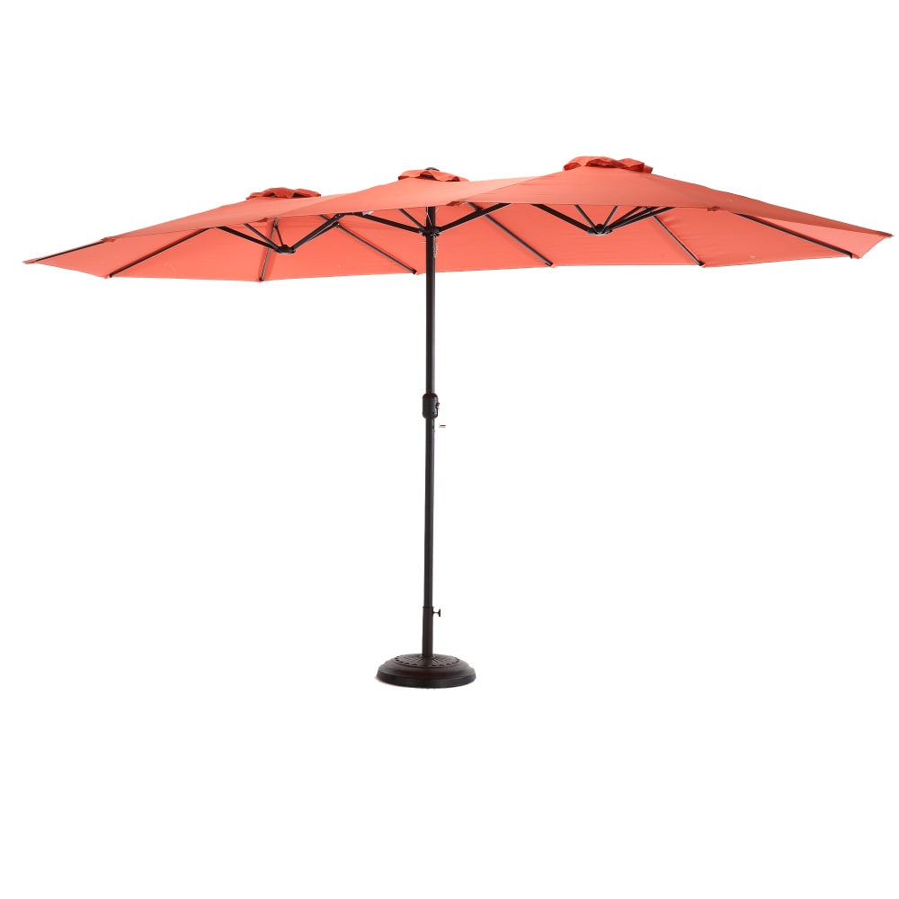 Parasol extérieur en acier orange avec manivelle 453x267x255cm