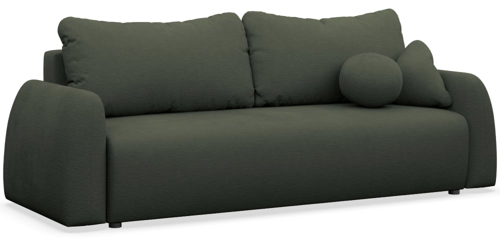 Canapé 3 places convertible en tissu chenille vert foncé