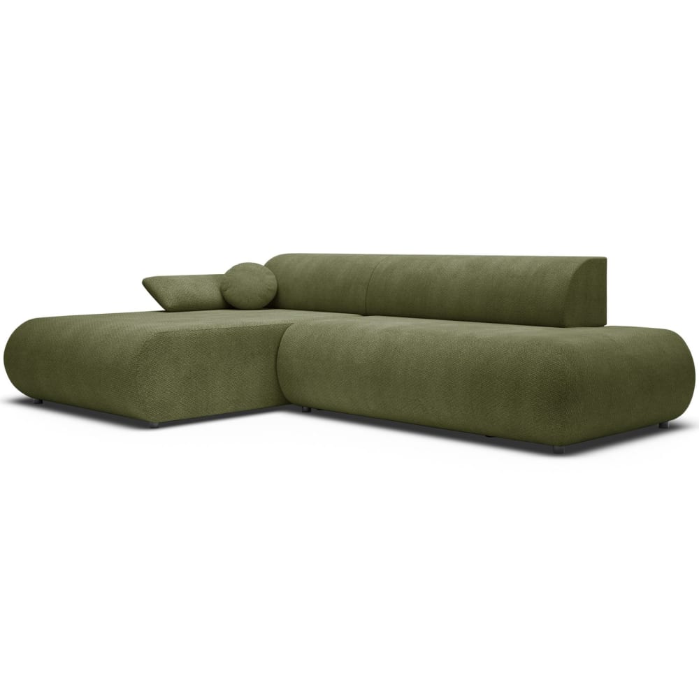 Canapé d'angle convertible, Chenille, angle à gauche, Vert olive