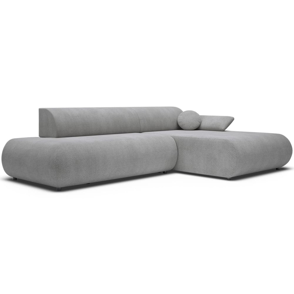 Canapé d'angle convertible, Chenille, angle à droite, Gris