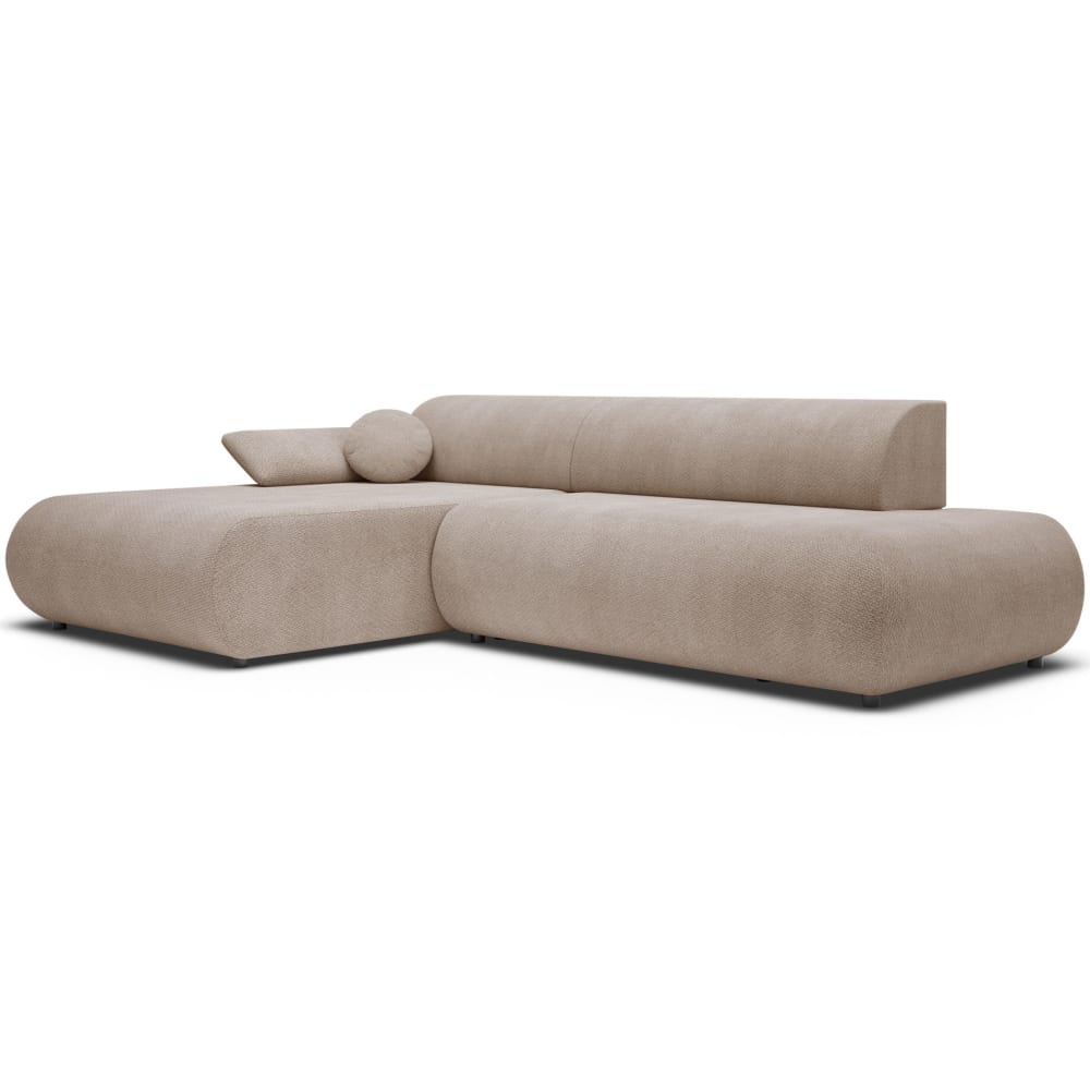Canapé d'angle convertible, Chenille, angle à gauche, Beige