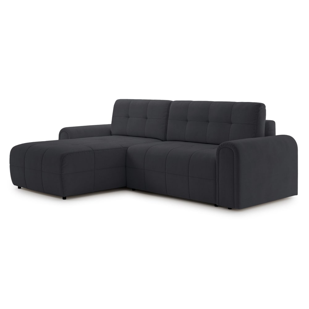 Canapé d’angle convertible avec coffre, en chenille anthracite, gauche