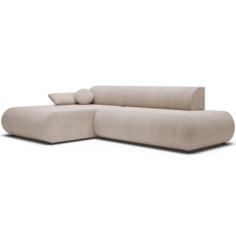 Canapé d'angle convertible, Chenille, angle à gauche, Beige clair