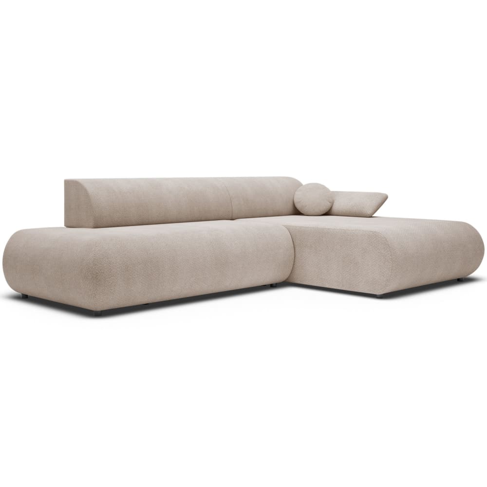 Canapé d'angle convertible, Chenille, angle à droite, Beige clair