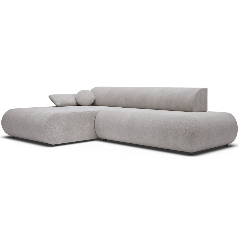 Canapé d'angle convertible, Chenille, angle à gauche, Gris clair