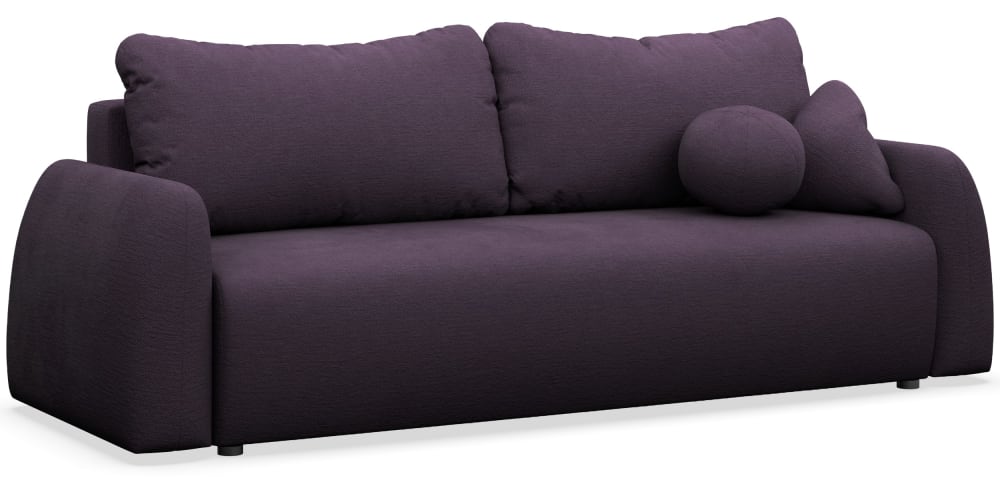Canapé 3 places convertible en tissu chenille pourpre