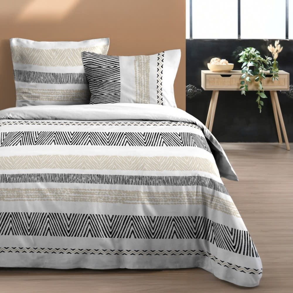Parure de couette 100% coton 57 fils imprimée 240x220cm 2 taies