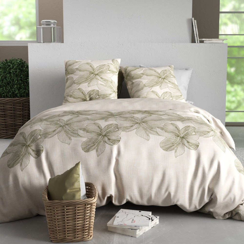 Parure de couette 100% coton 57 fils imprimée 260x240cm 2 taies
