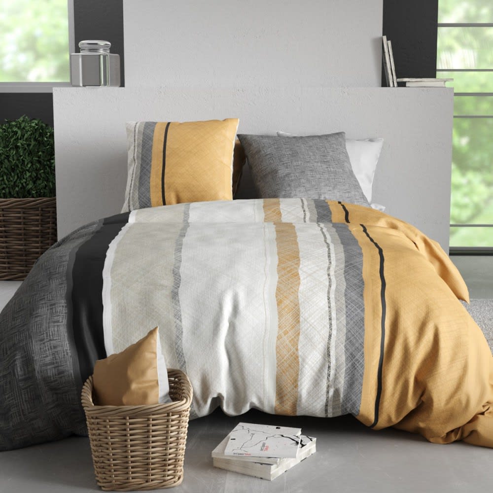 Parure de couette 100% coton 57 fils imprimée 260x240cm 2 taies