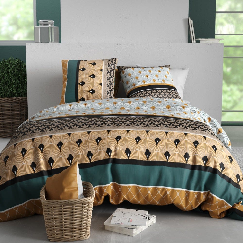 Parure de couette 100% coton 57 fils imprimée 240x220cm 2 taies